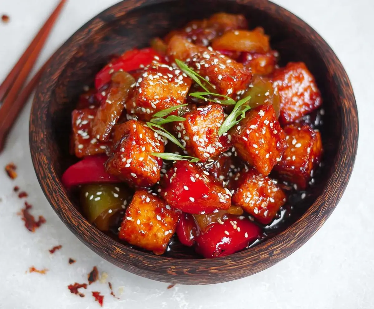 Easy Sweet and Sour Sticky Tofu
