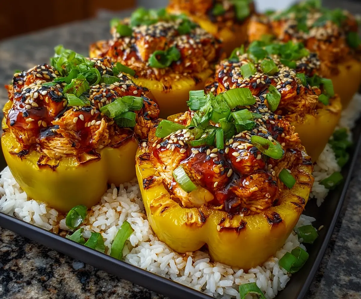 Easy Teriyaki Pineapple Chicken Stuffed Peppers
