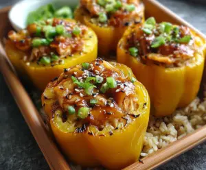 Teriyaki Pineapple Chicken and Rice Stuffed Peppers