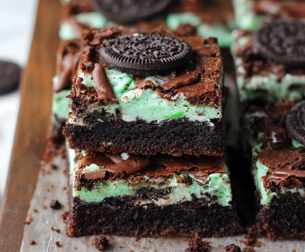 Triple Layer Mint Oreo Fudge Brownies