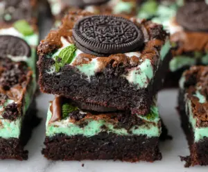 Triple Layer Fudgy Mint Oreo Brownies