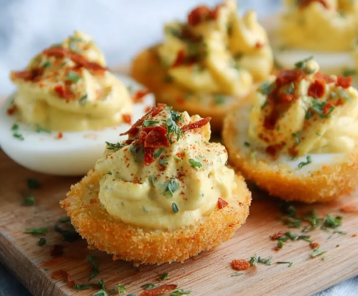 Delicious Air Fryer Deviled Eggs with creamy filling and paprika topping