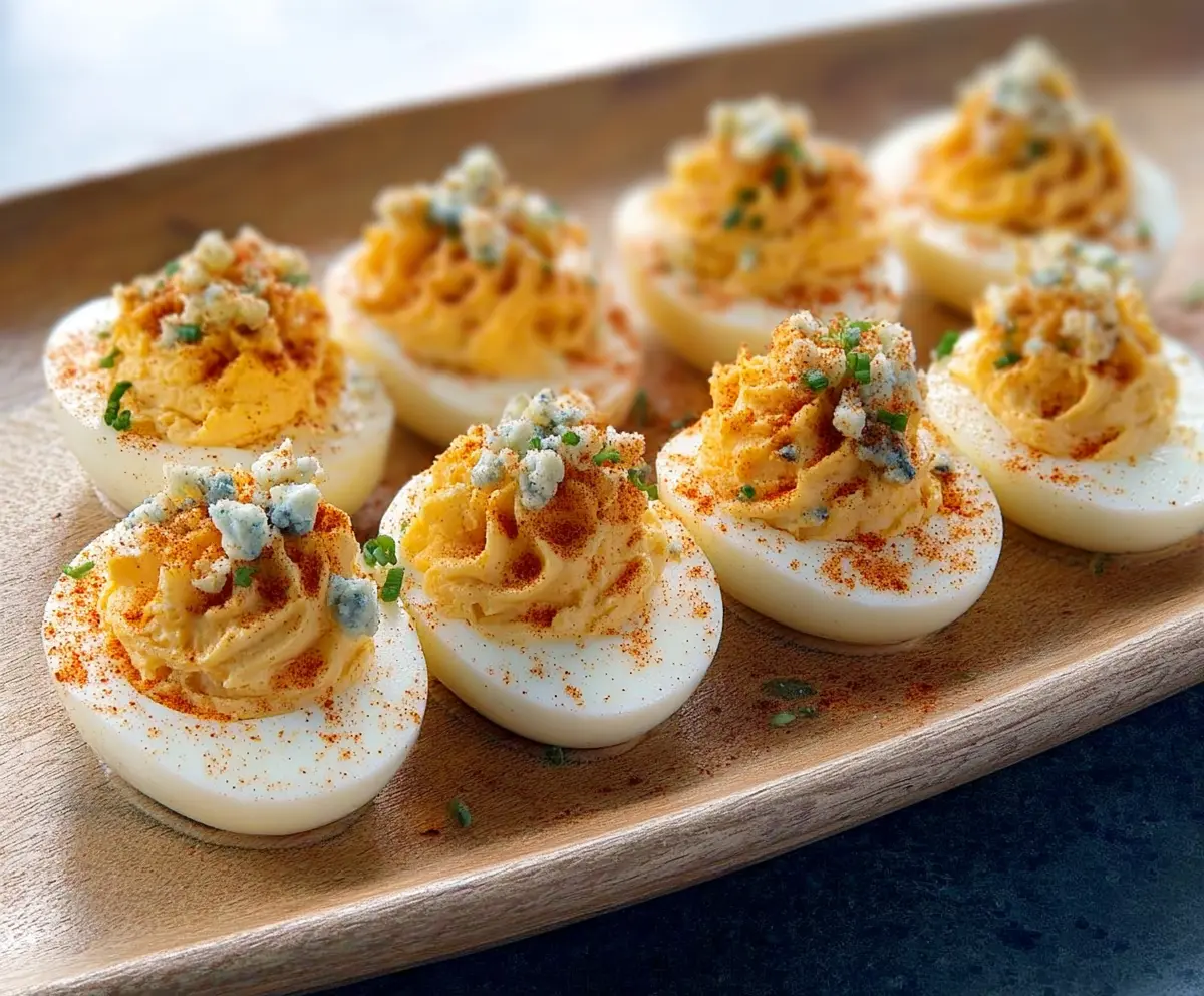 Easy Buffalo Blue Cheese Deviled Eggs