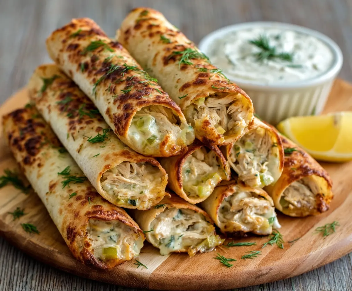 Crispy Dill Pickle Ranch Chicken Taquitos