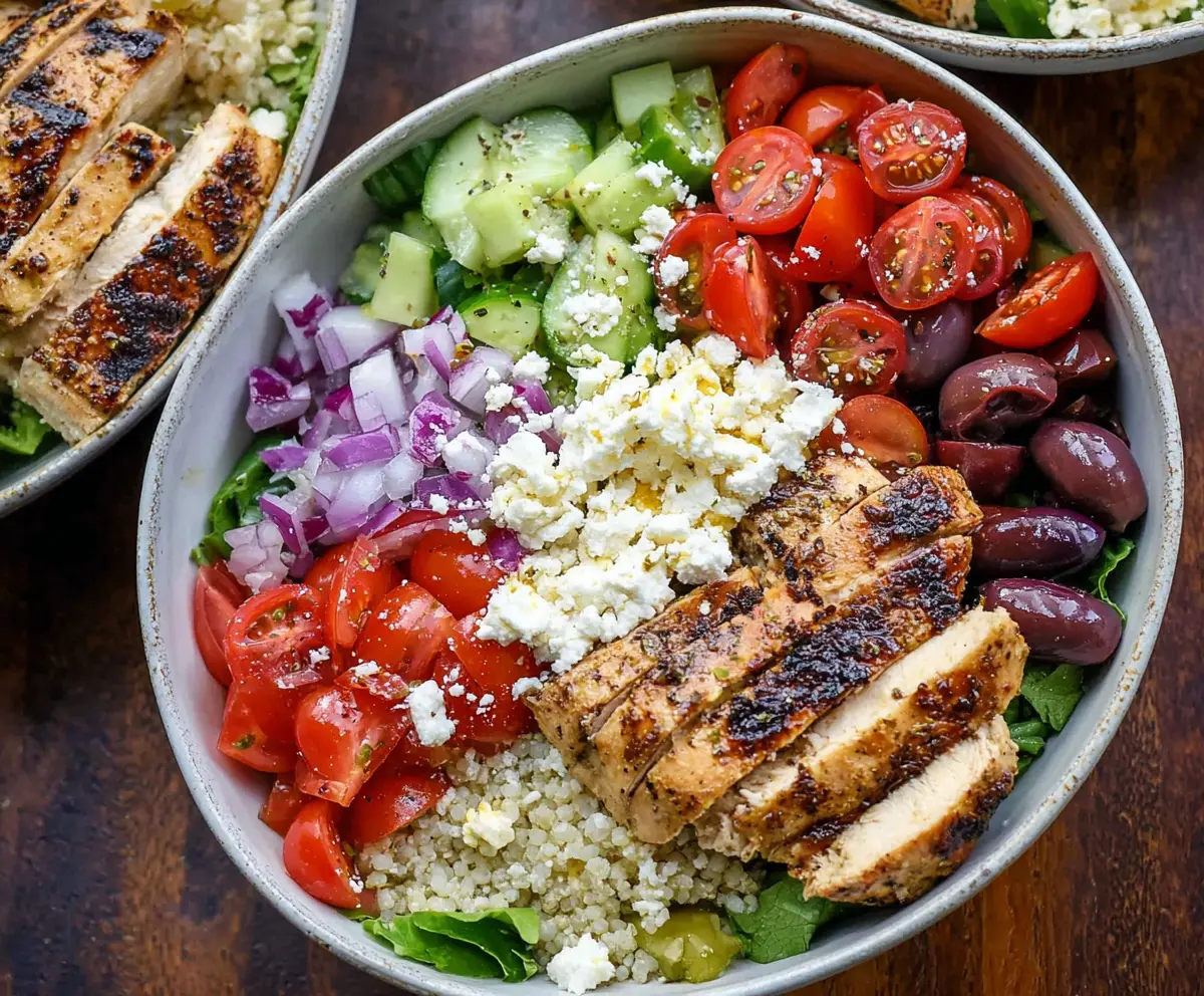 Easy Greek Chicken Salad Bowls