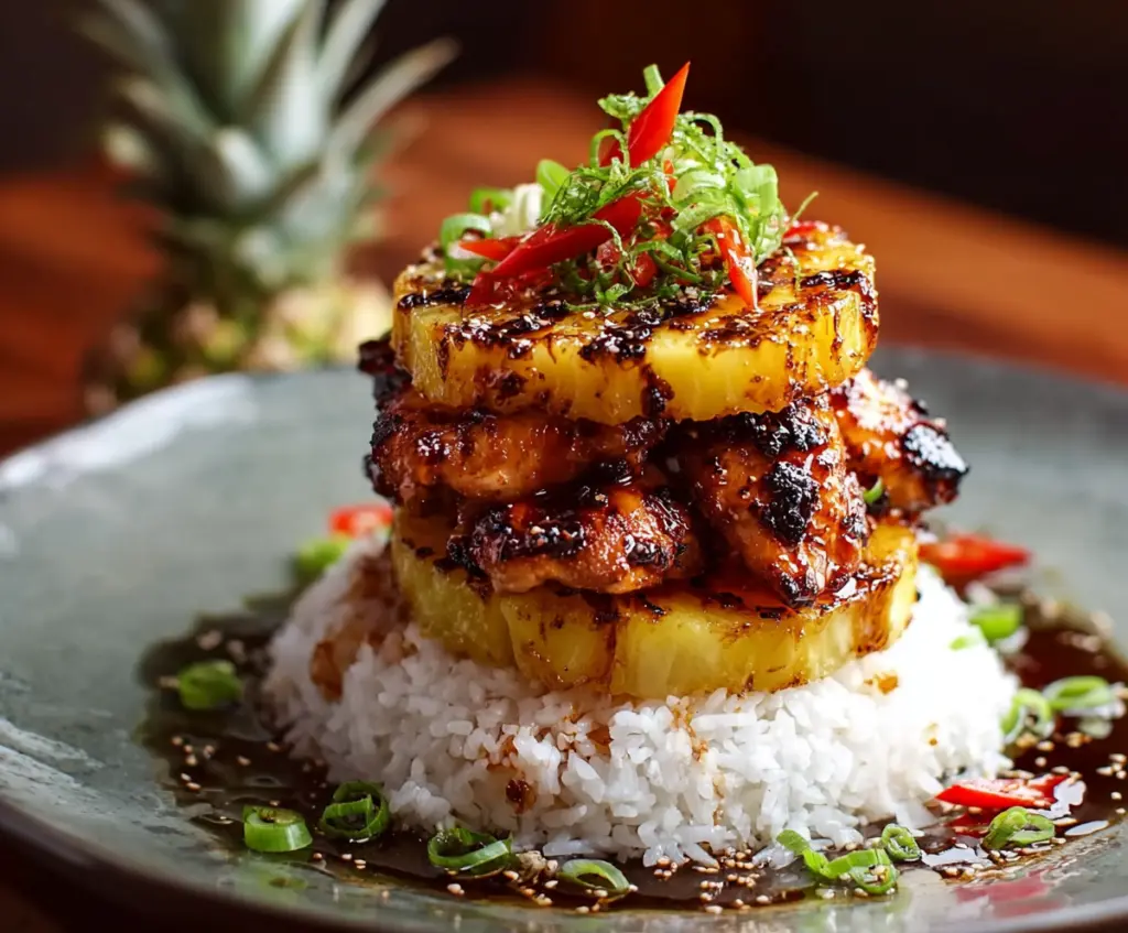 Hawaiian Huli Huli Chicken Stack