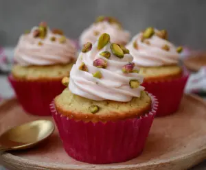 Honey Pistachio Rosewater Cupcakes