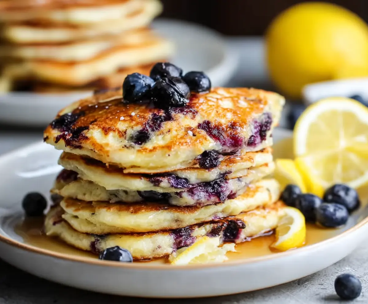 Lemon Blueberry Sourdough Pancakes
