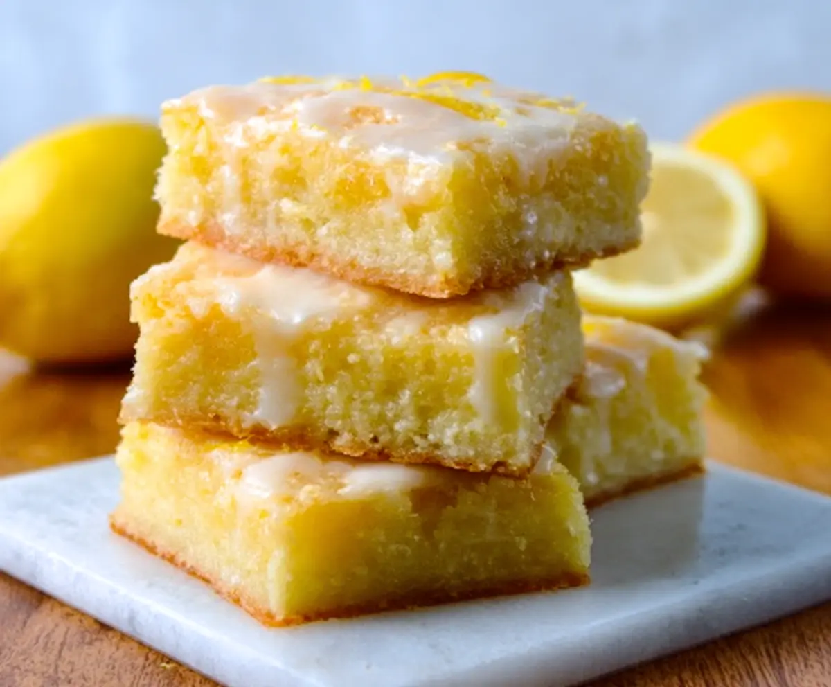 Delicious Lemon Brownies with a bright lemon glaze and moist texture