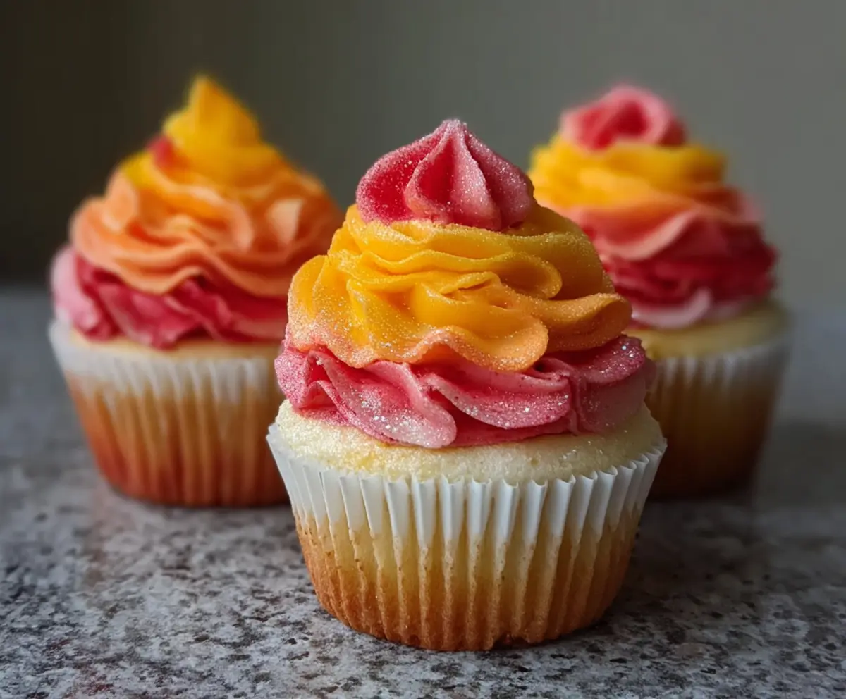 Mango Strawberry Sunset Cupcakes Recipe
