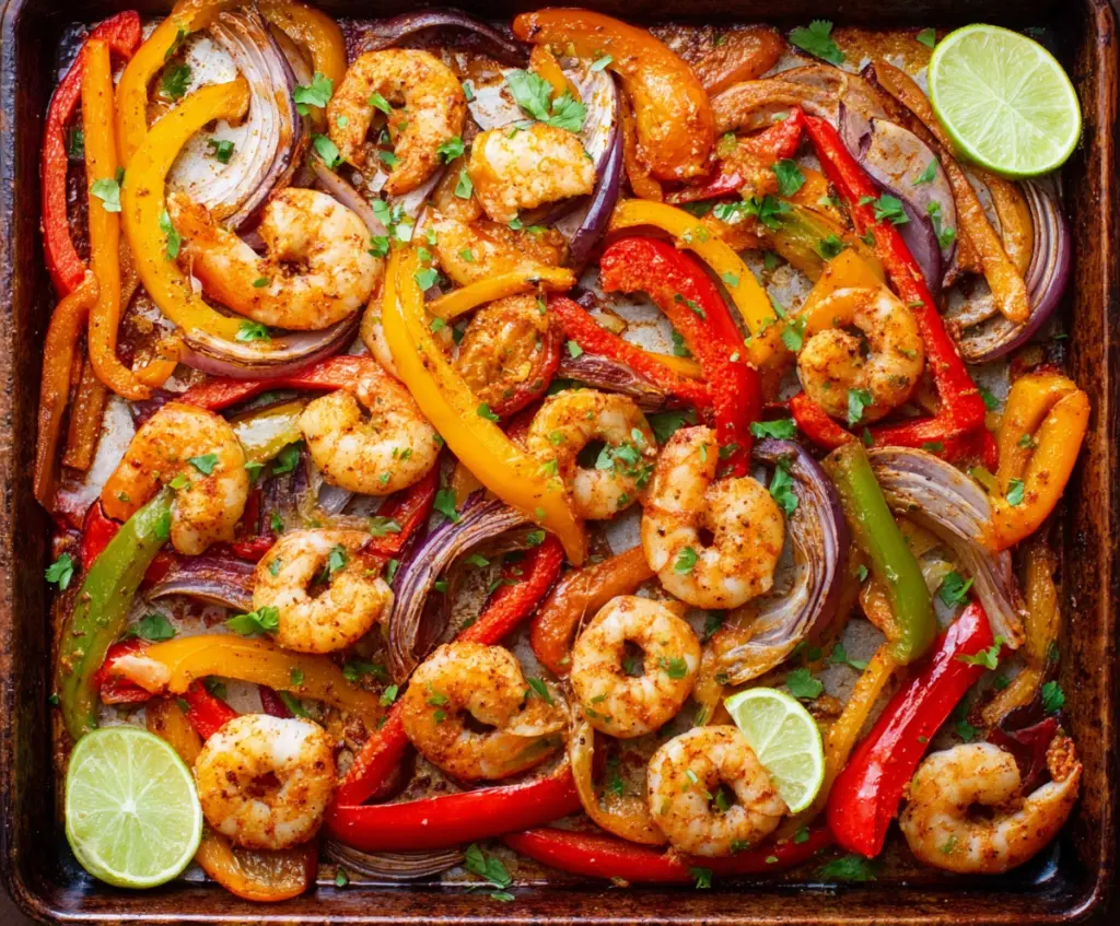 Sheet-Pan Shrimp Fajitas with Peppers