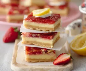 Springtime Strawberry Lemon Cheesecake Bars