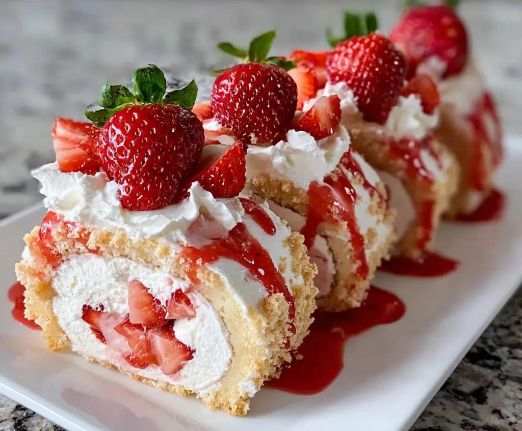 Strawberry Shortcake Cheesecake Sushi Rolls
