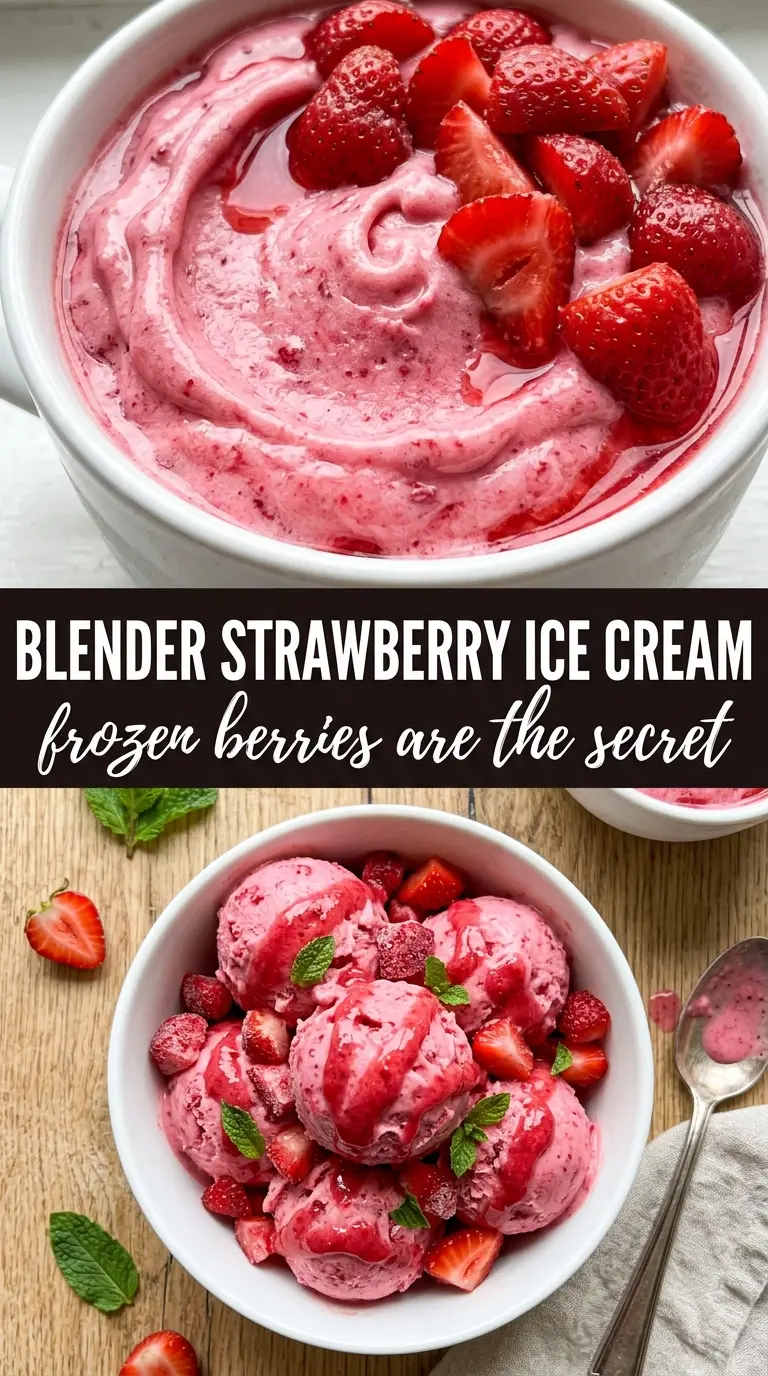 Blender Strawberry Ice Cream creamy pink frozen dessert