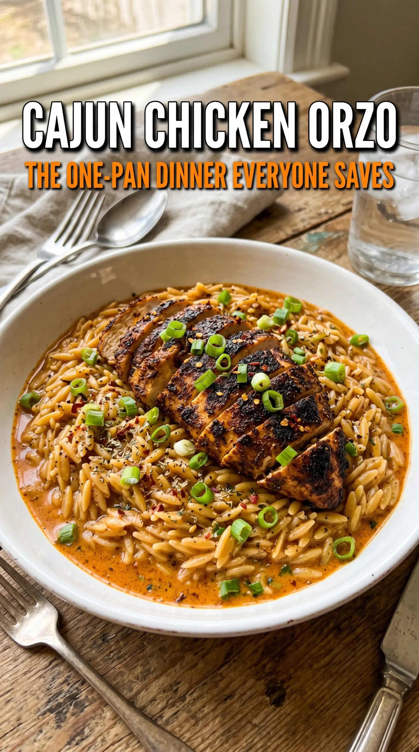 Cajun Chicken Orzo blackened creamy