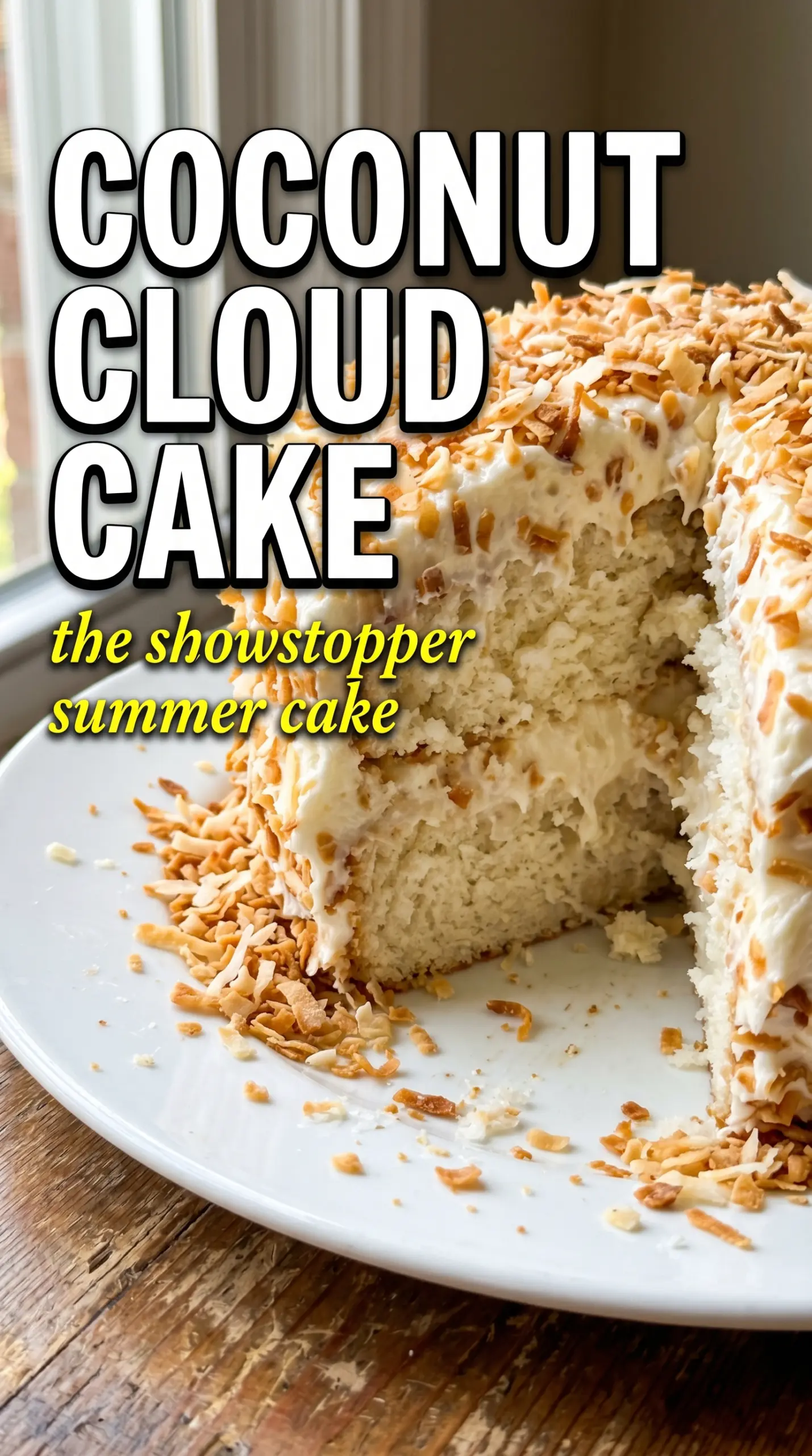 Coconut Cloud Cake fluffy toasted coconut