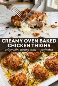 Creamy Oven Baked Chicken Thighs
