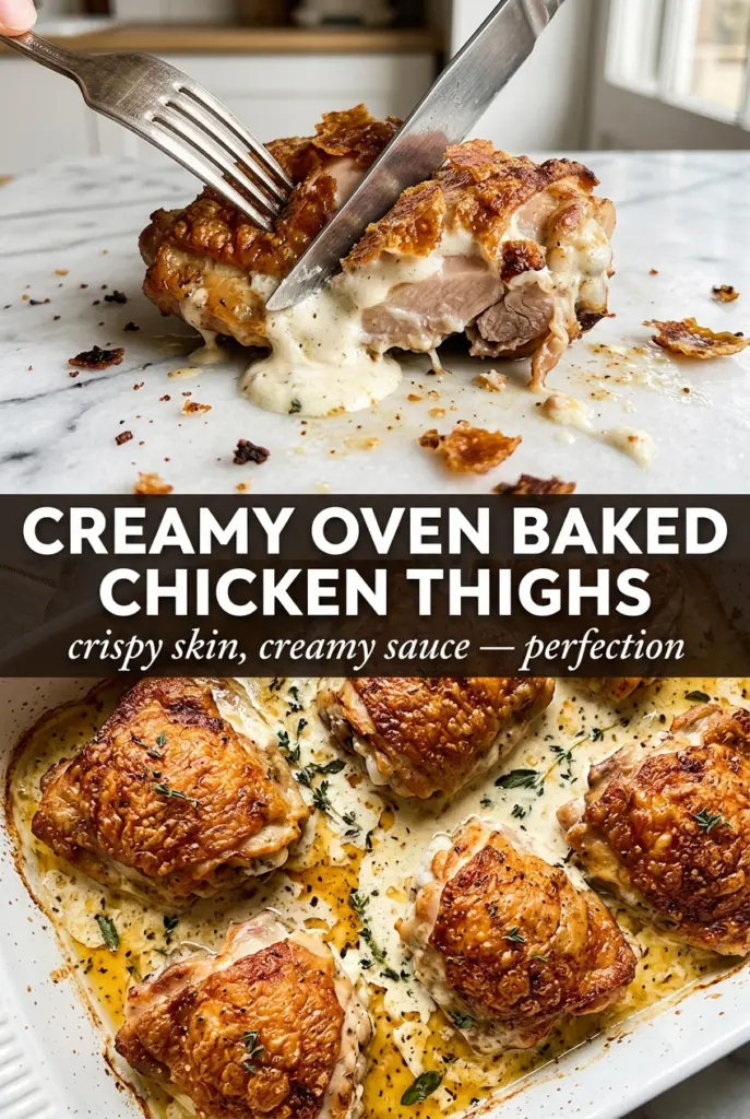 Creamy Oven Baked Chicken Thighs