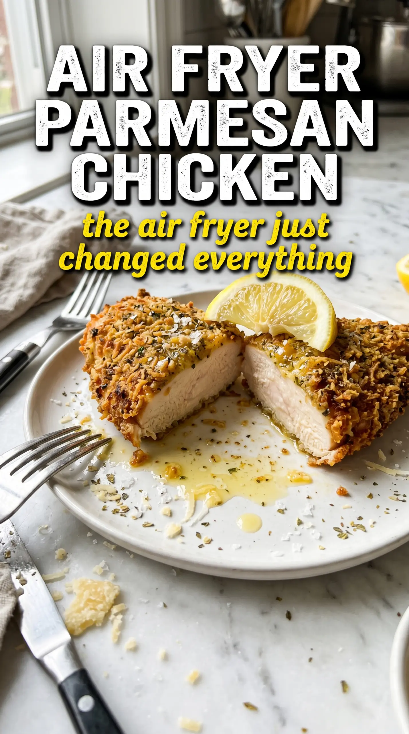 Crispy Air Fryer Parmesan Crusted Chicken golden crispy juicy