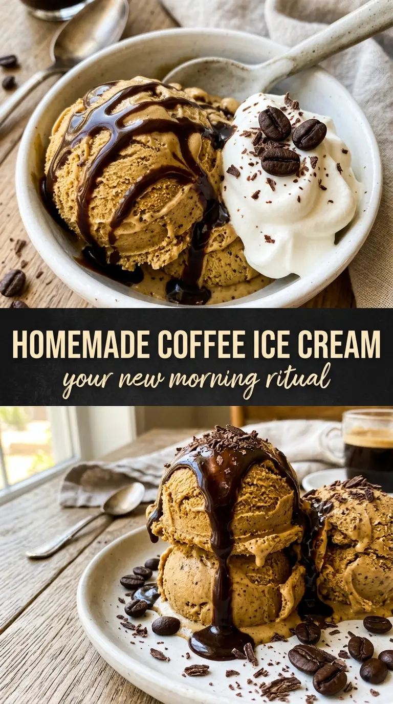 Scoop of homemade ice cream in a bowl