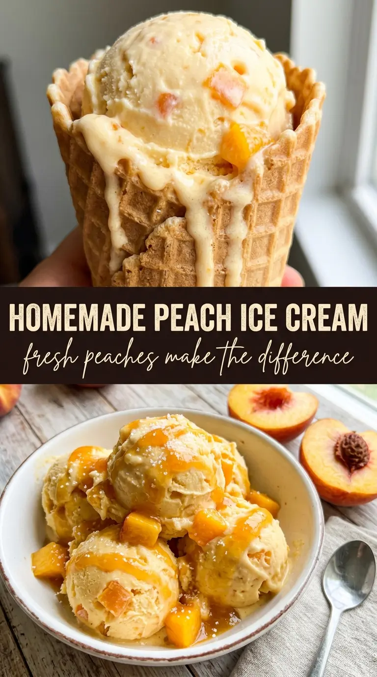 Homemade peach ice cream creamy fruity custard