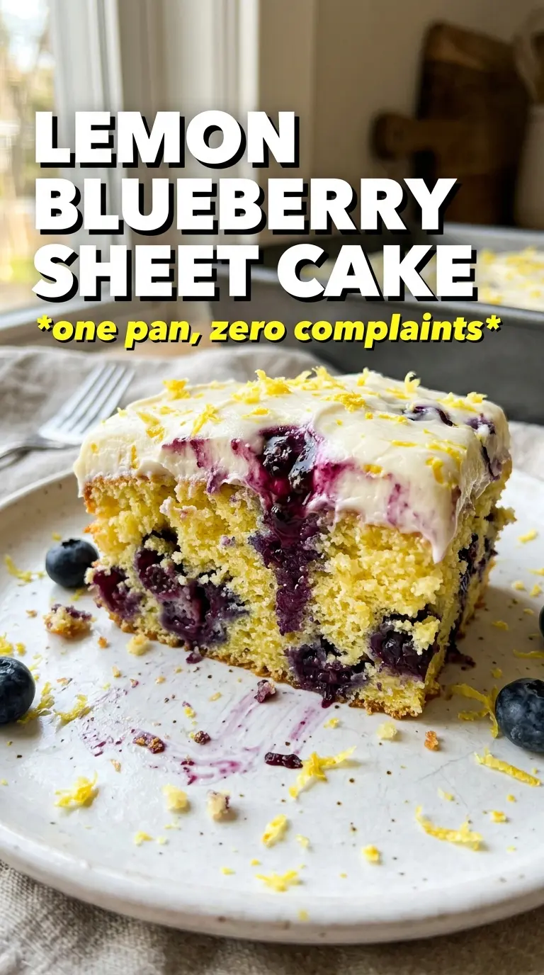 Lemon Blueberry Sheet Cake bright, frosted, fruity