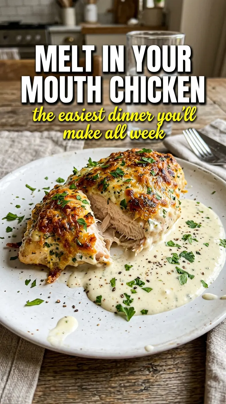 Melt In Your Mouth Chicken golden Parmesan crust juicy baked chicken