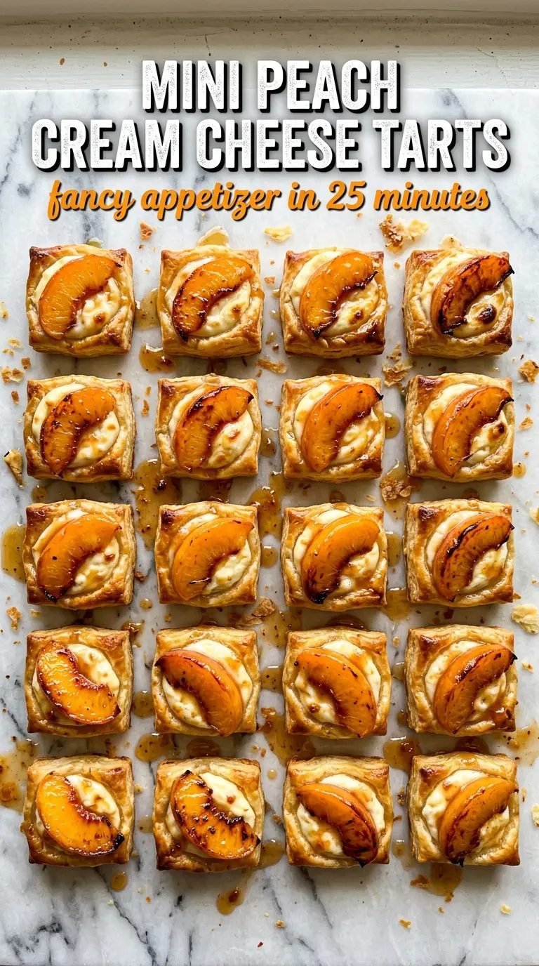 Mini Peach Cream Cheese Tarts, creamy peach, flaky mini