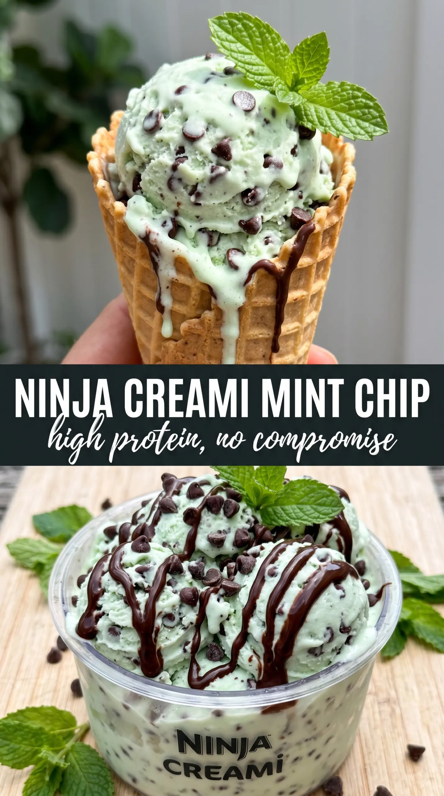 Ninja Creami Mint Chocolate Chip Ice Cream minty creamy chocolate-chip