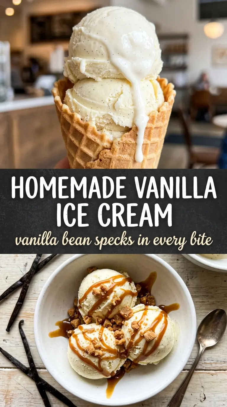 Old-Fashioned Homemade Vanilla Ice Cream creamy vanilla bean