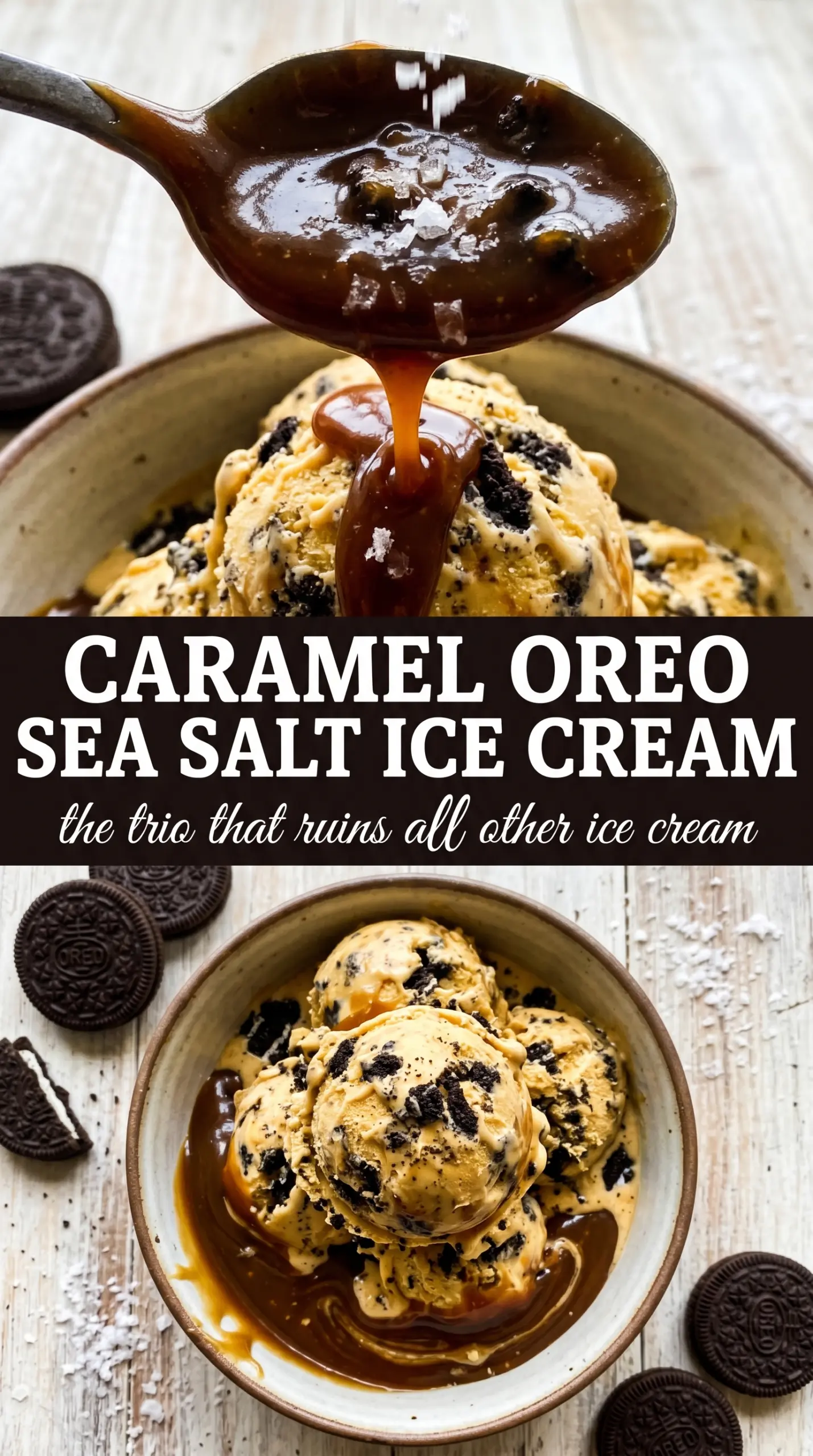 Sea salt caramel Oreo ice cream creamy caramel cookies