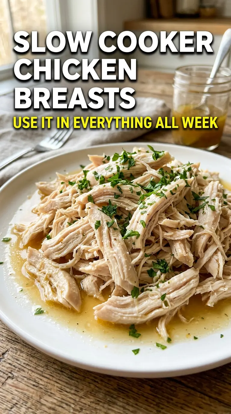 Slow Cooker Chicken Breasts juicy tender garlicky