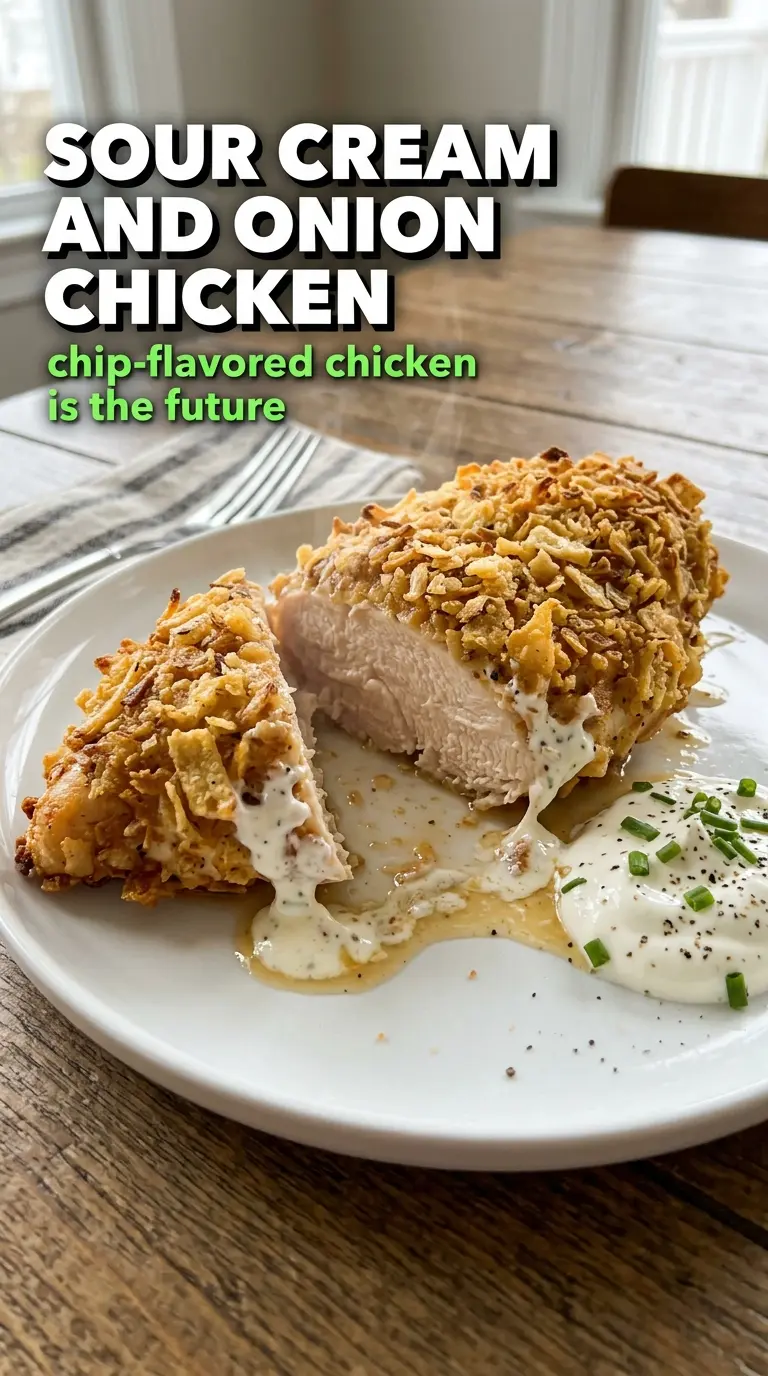Sour Cream and Onion Chicken golden crispy baked