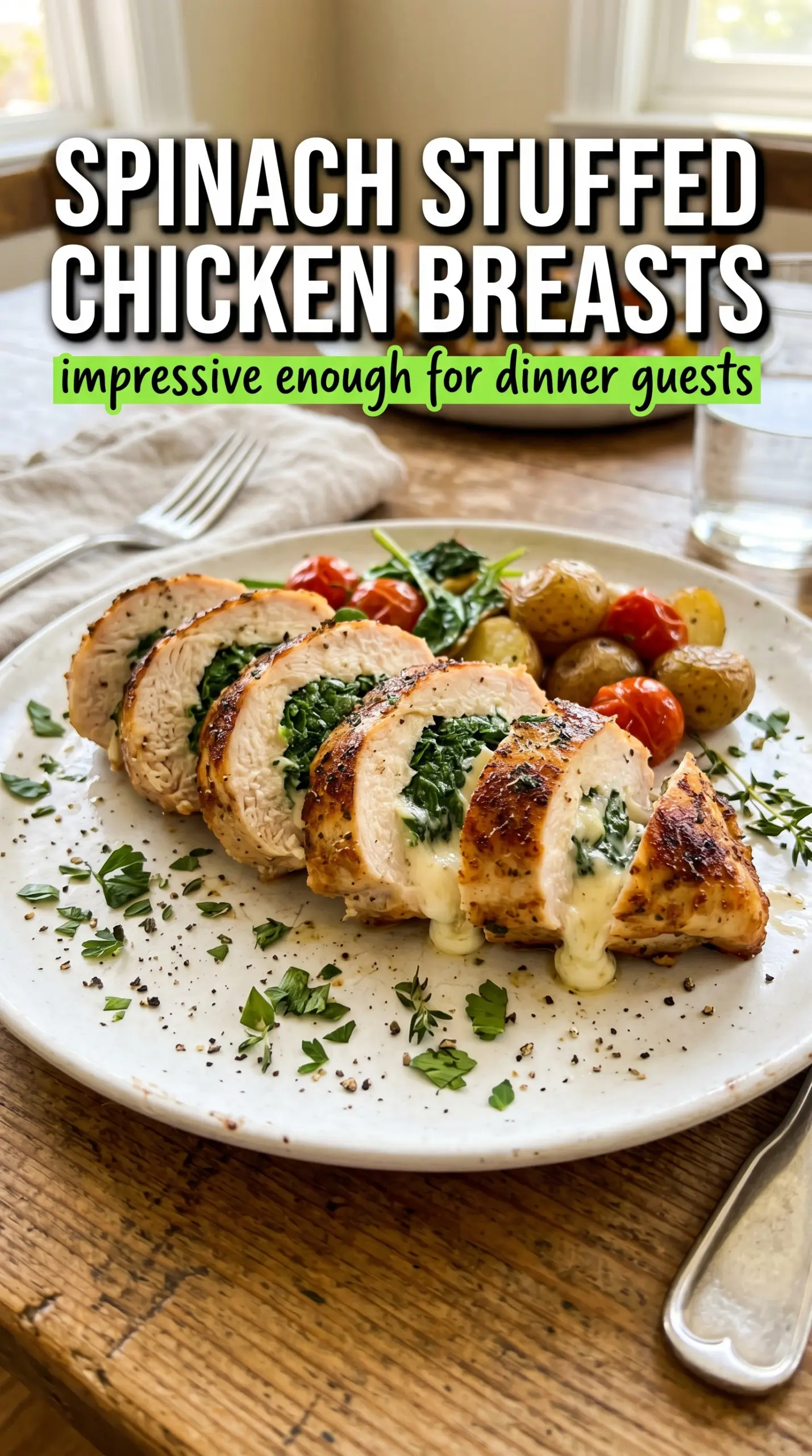 Spinach Stuffed Chicken Breasts creamy spinach golden