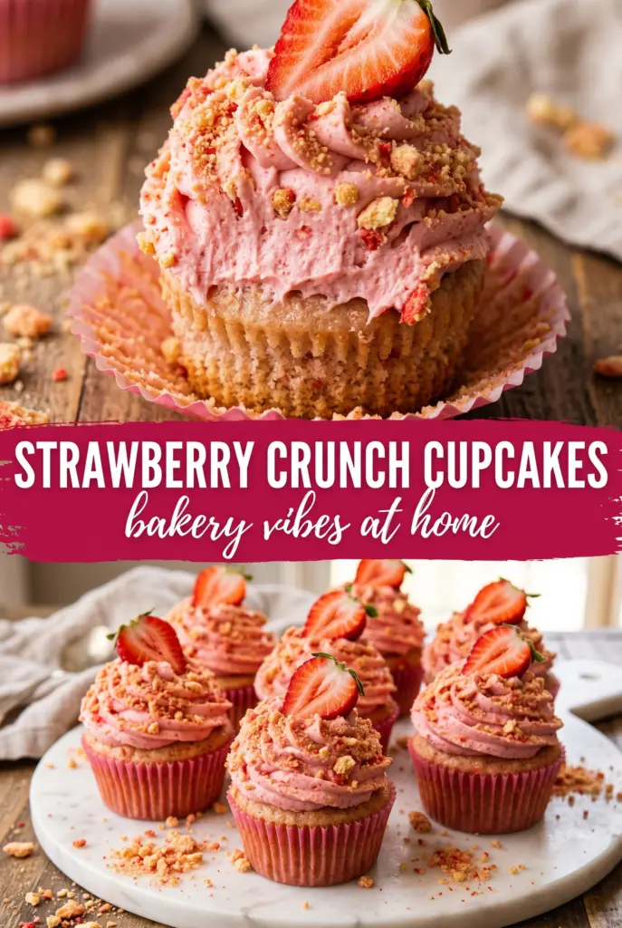 Strawberry Crunch Cupcakes