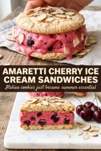 Amaretti Cherry Ice Cream Sandwiches