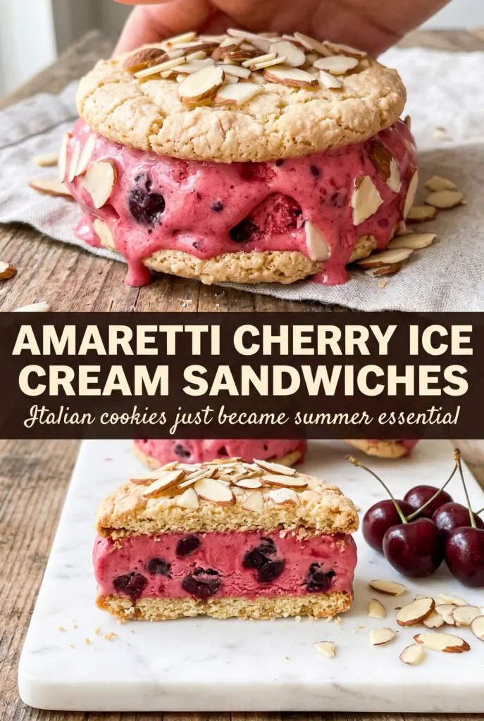 Amaretti Cherry Ice Cream Sandwiches