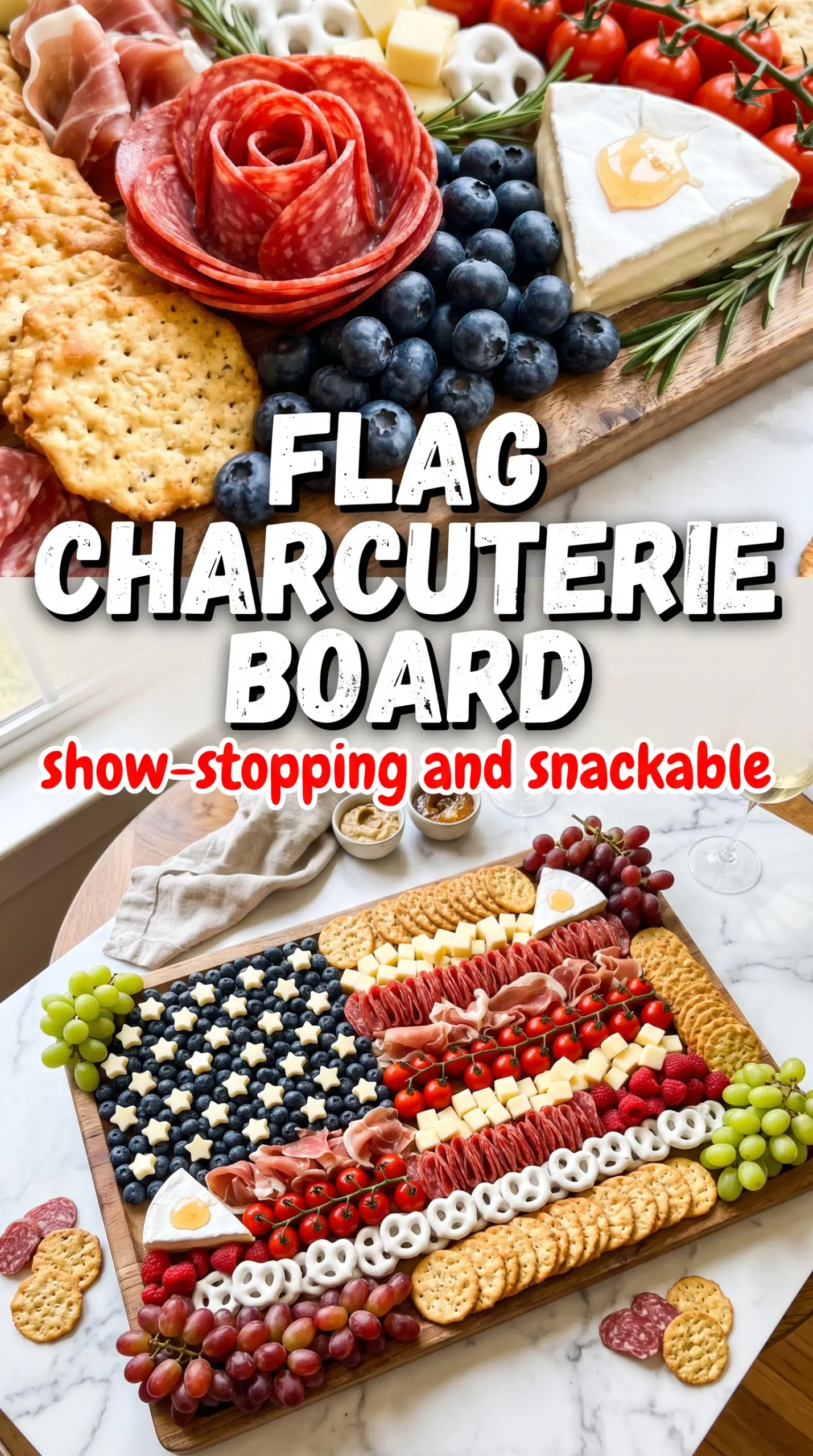 American Flag Charcuterie Board red white blue