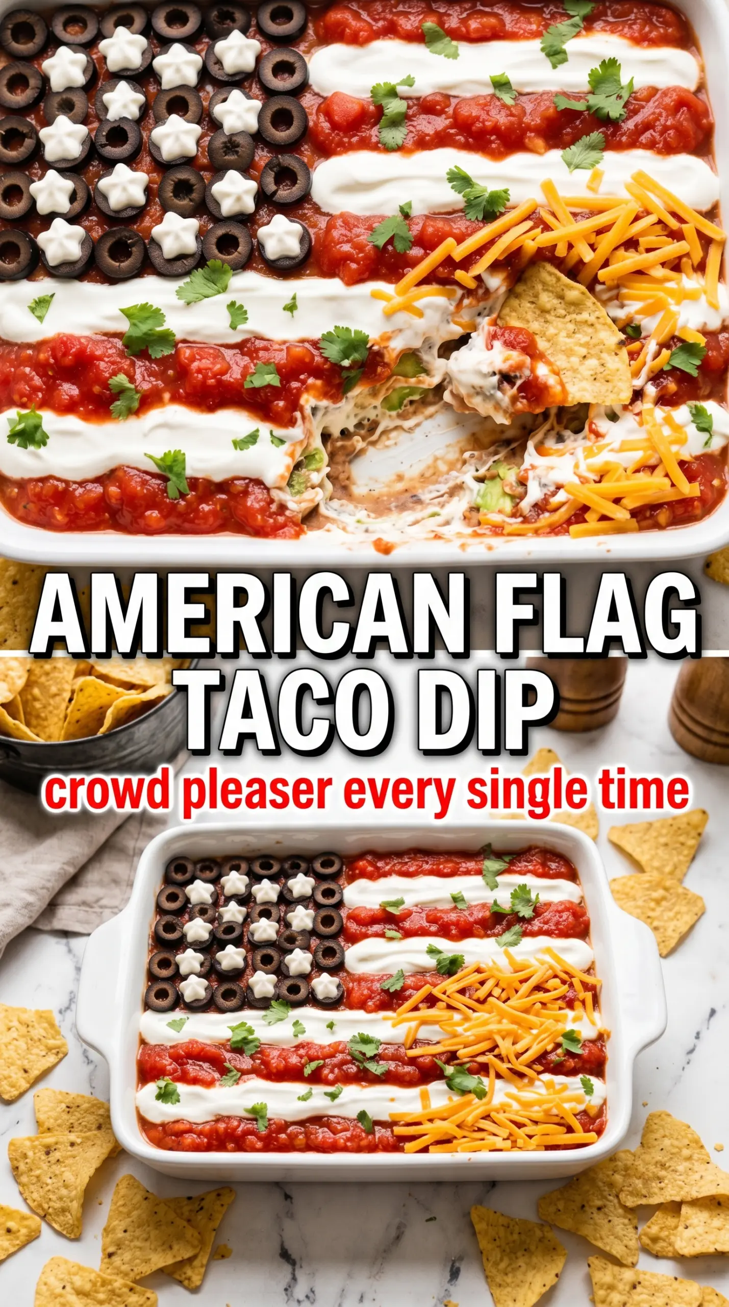 American Flag Taco Dip patriotic layered dip