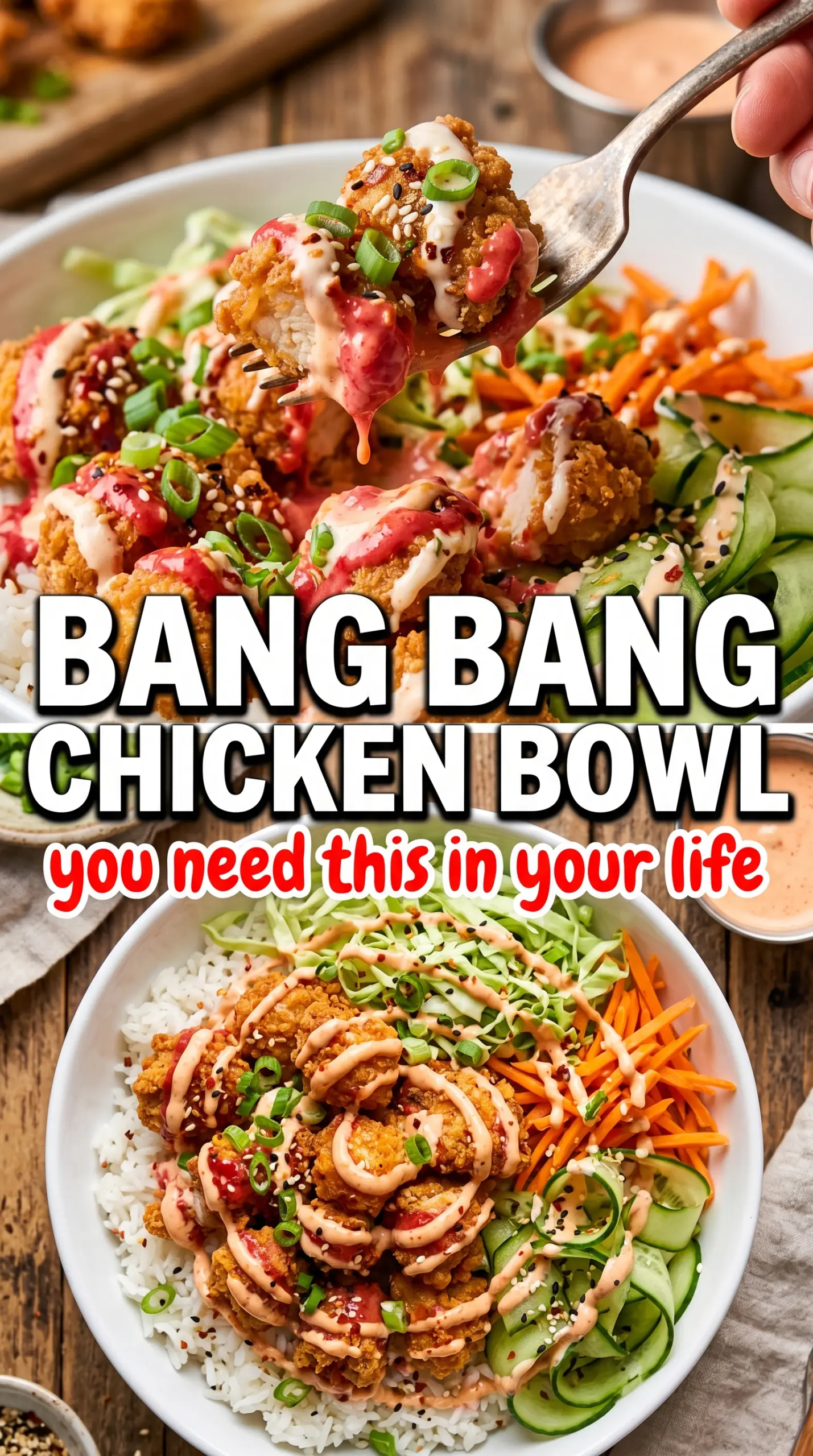 Bang Bang Chicken Bowl crispy chicken colorful bowl