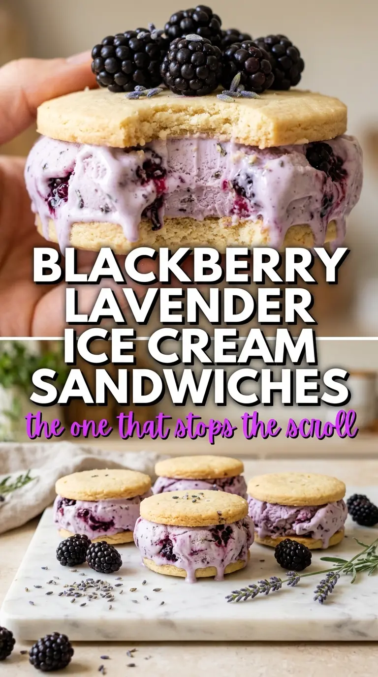 Blackberry Lavender Ice Cream Sandwiches floral berry frozen dessert
