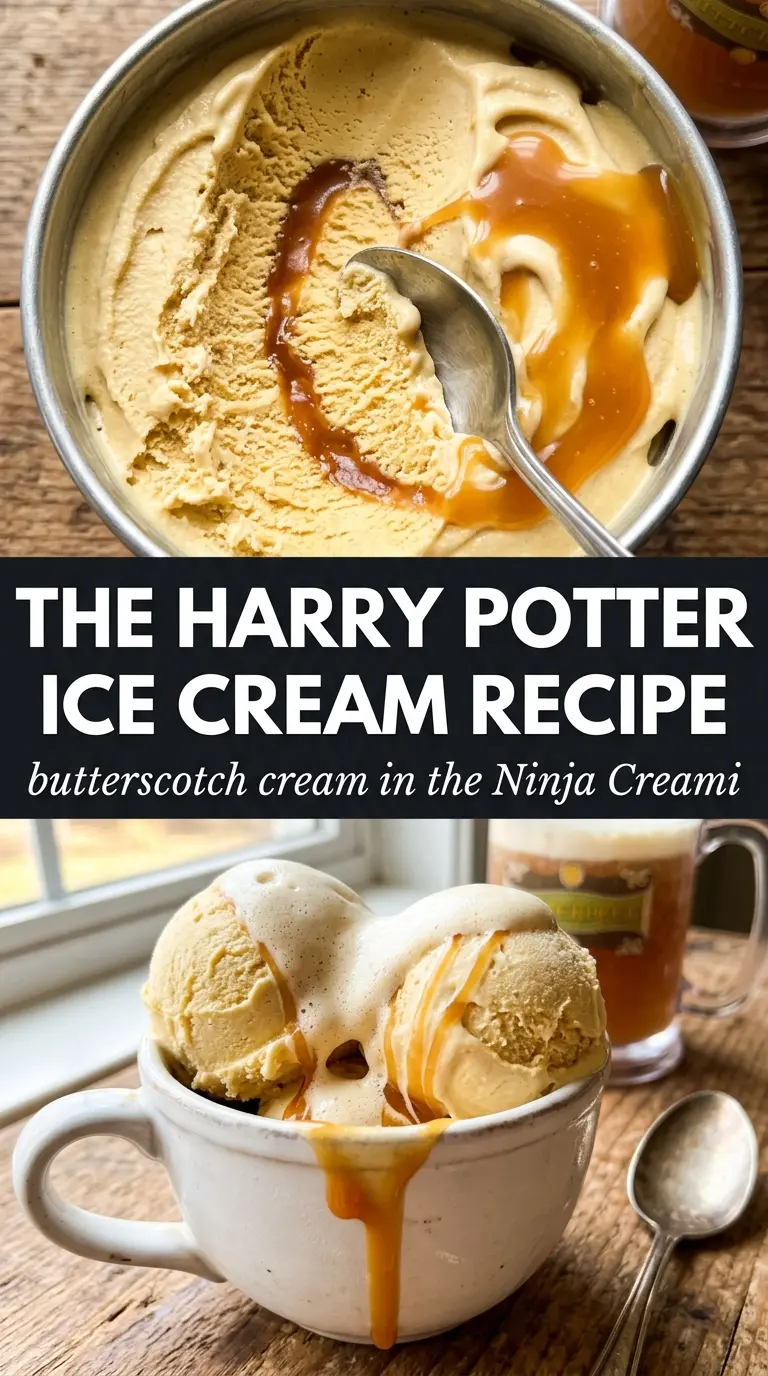 Butterbeer Ice Cream in the Ninja Creami creamy butterscotch