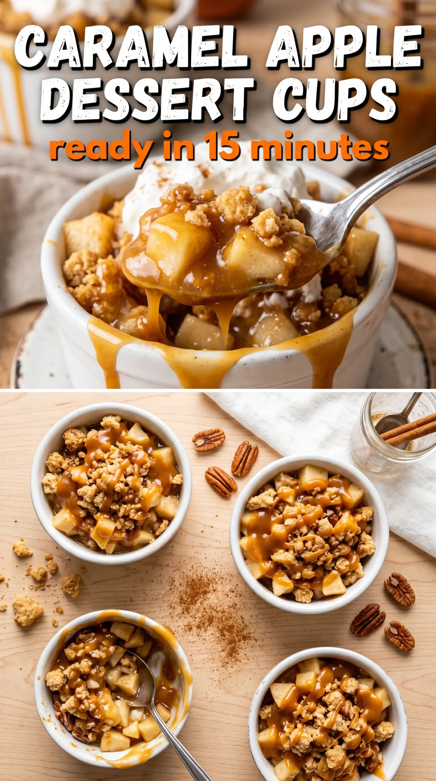 Caramel apple dessert cups creamy cinnamon layered