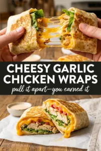 Cheesy Garlic Chicken Wraps