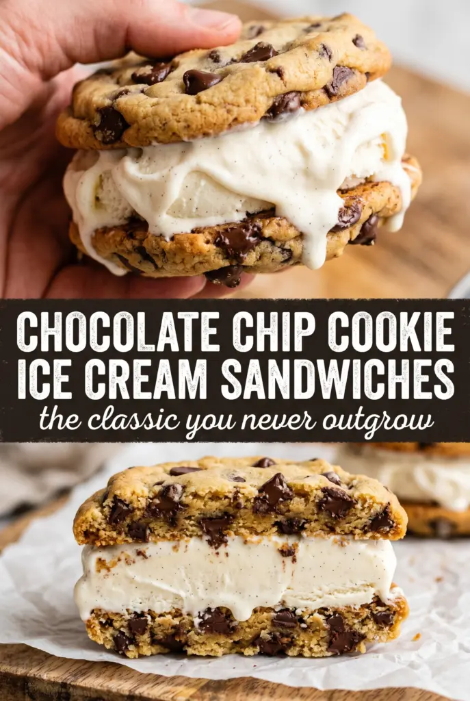 Chocolate Chip Cookie Ice Cream Sandwiches