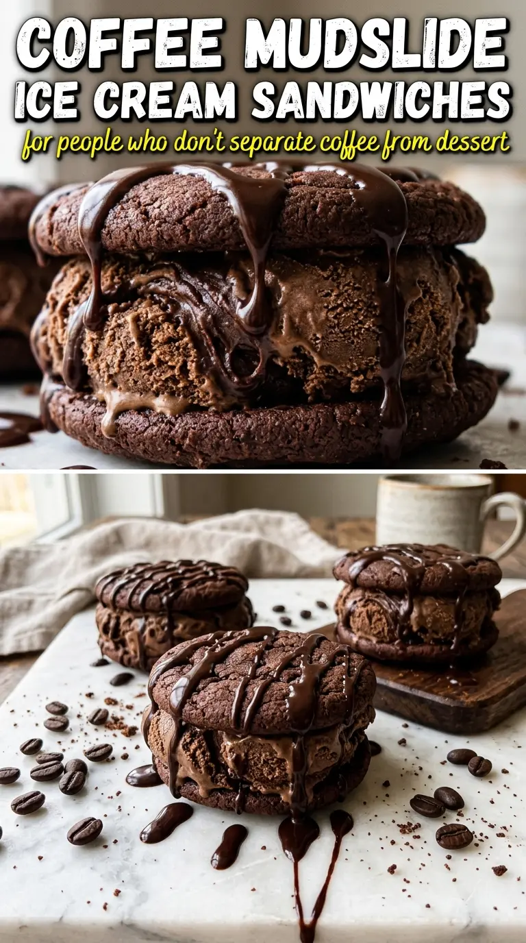 Coffee Mudslide Ice Cream Sandwiches dark mocha