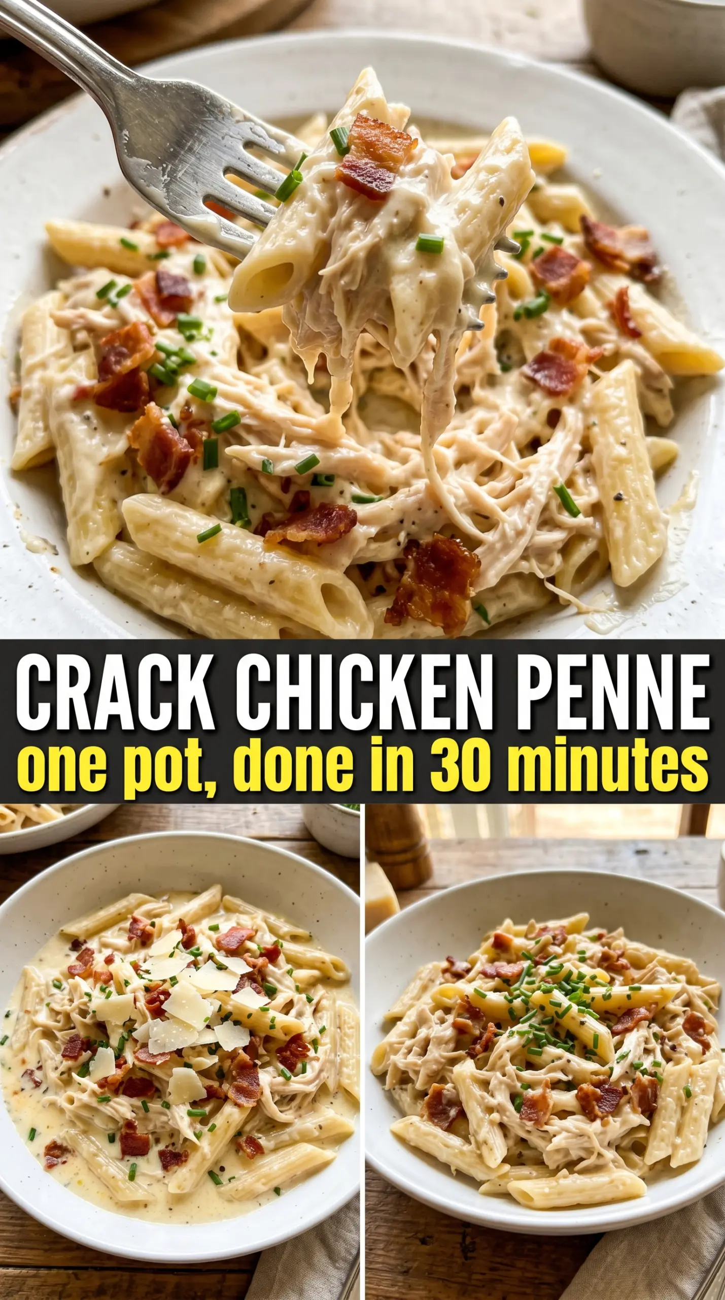 Crack Chicken Penne creamy bacon ranch