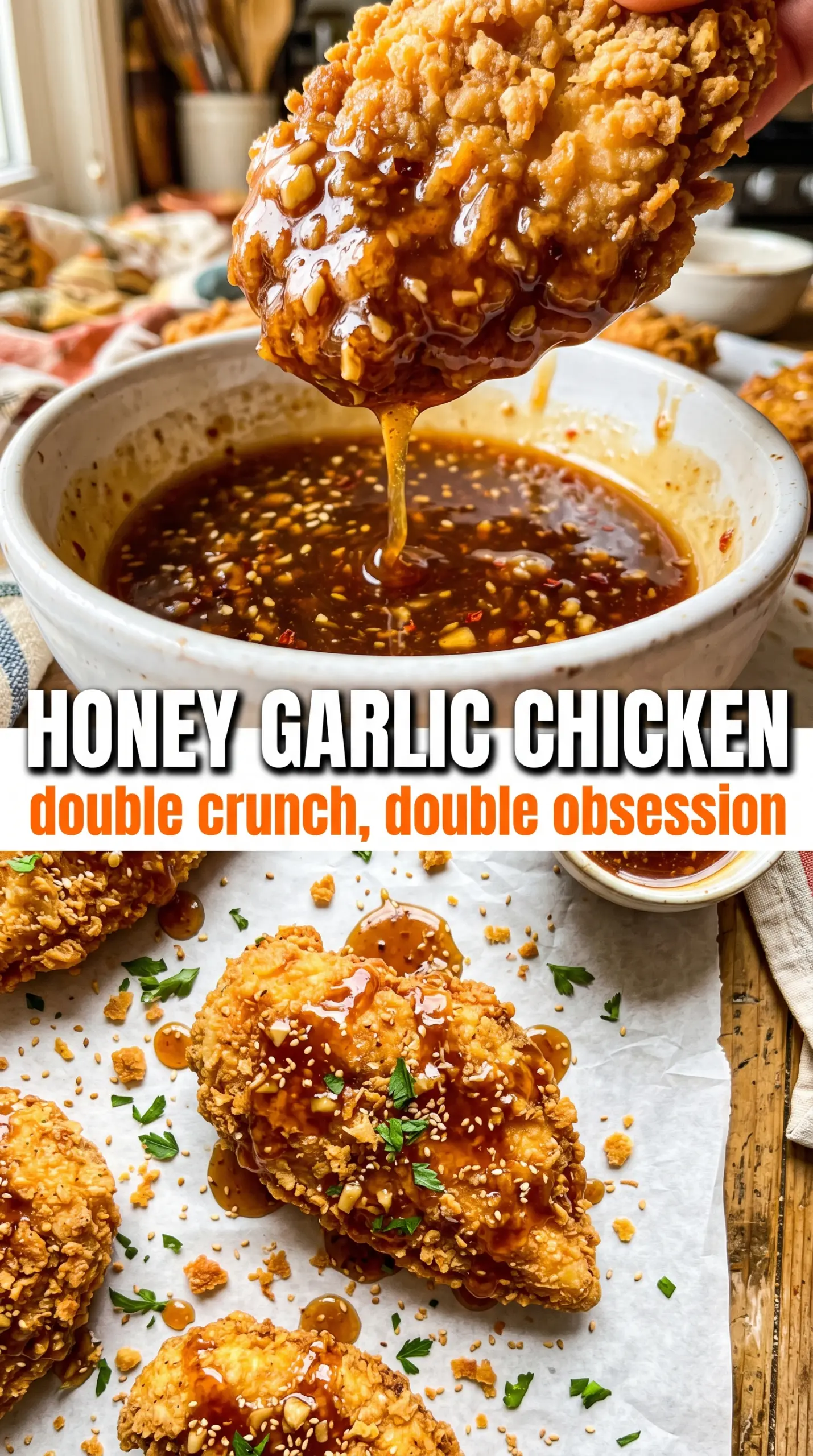 Double Crunch Honey Garlic Chicken Breasts crispy sticky