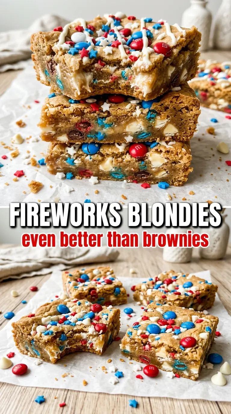 Fireworks Blondies chewy sprinkle bars