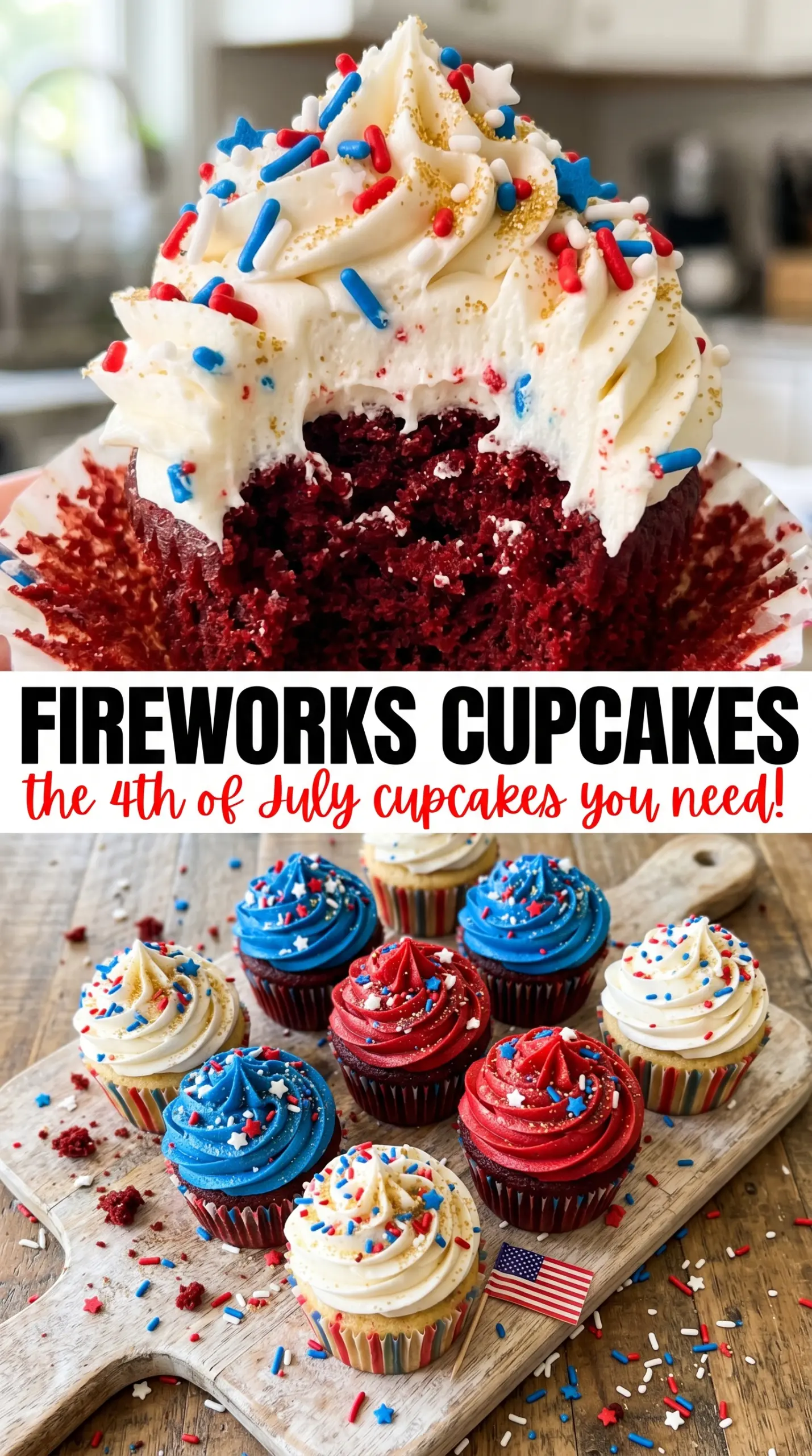 Fireworks cupcakes patriotic vanilla buttercream